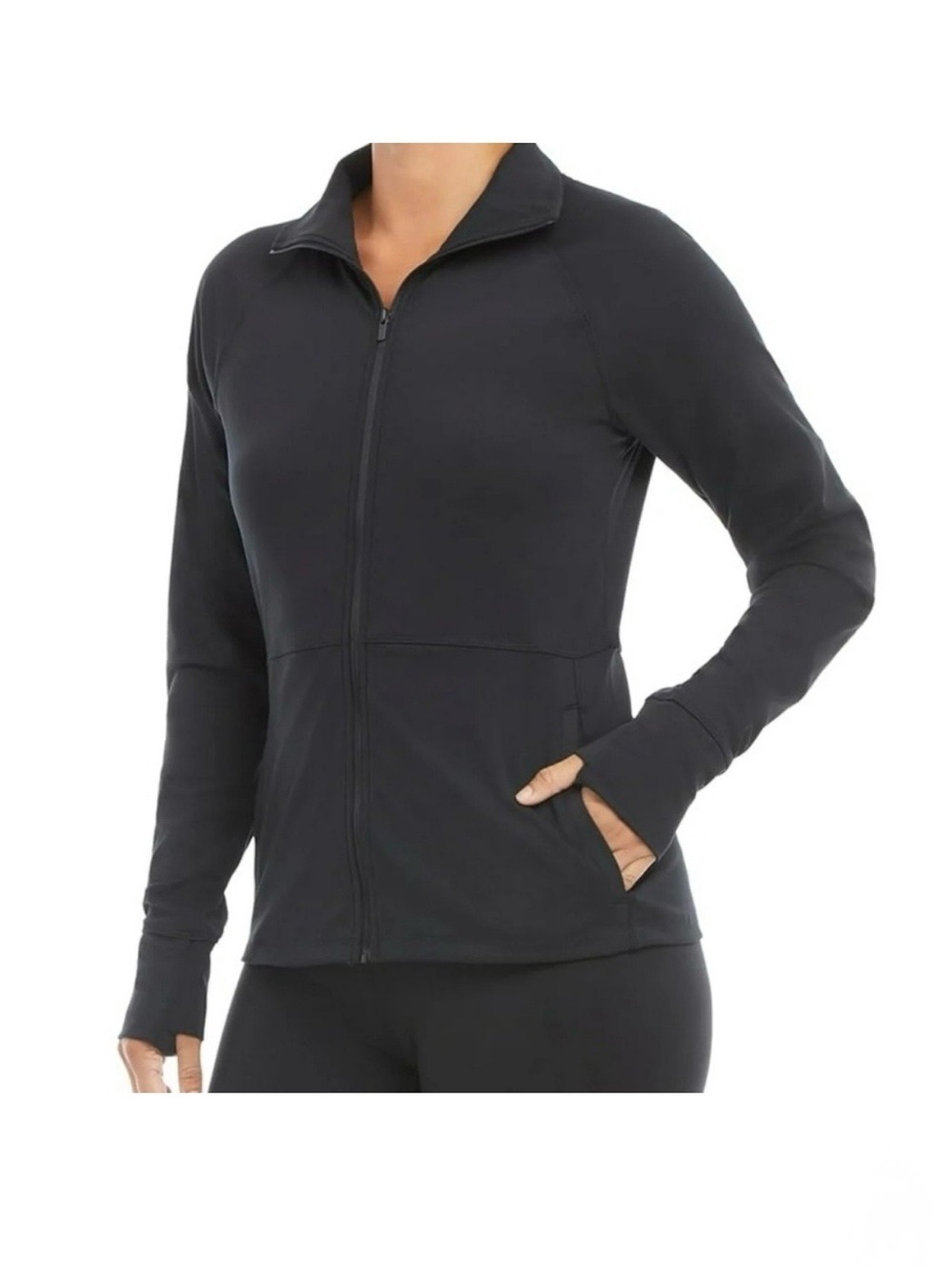 NEW WITH TAGS - Jockey Tulip Hem Stylish Functional Yoga Jacket Black in ‎Large - Picture 5 of 8